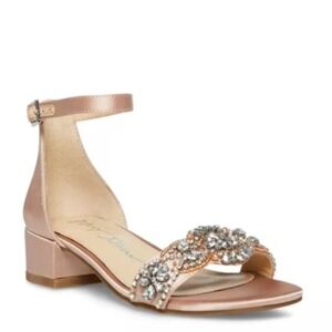 Betsey Johnson Mel Jeweled Satin Block Heel